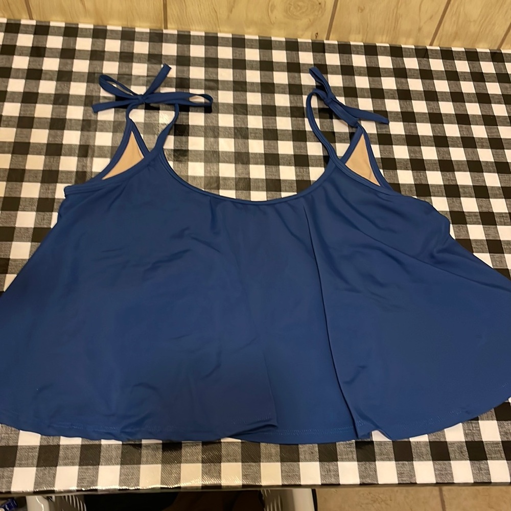 Kortni Jeane Blue Tie Shoulder Top